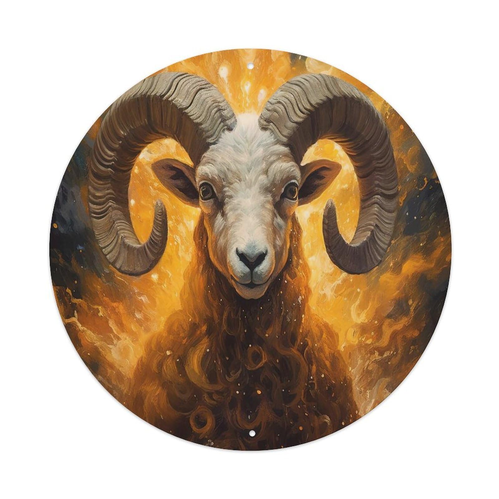 Oil Painting Style Zodiac Signs Aries Metal Tin Sign