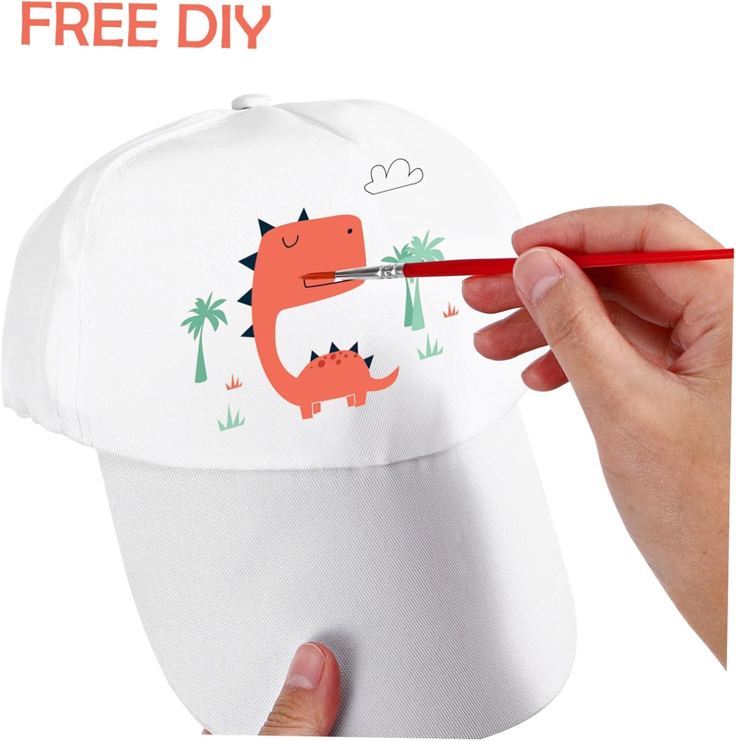 10Pcs Kids Diy Painting Baseball Caps Bulk Cotton Peaked Hats for Creative Art Craft Activities and Sun Protection
