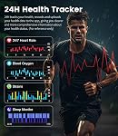 FITFLEX Smart Watch pour les hommes avec 100+ Suivi sportif,1.43" AMOLED Smartwatch écran pour les hommes avec appel/notification Bluetooth, IP68 Montre de fitness imperméable avec moniteur de sommeil pour Android iOS,3 Feuilles