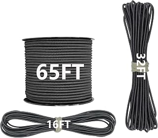 7/64" x 32' Marine Grade Bungee Cord Elastic Shock Cord,Kayak Stretch String Rope, Heavy Duty Bungee Shock Cords for Repairing Tent Poles, DIY, Tie Downs (Black)