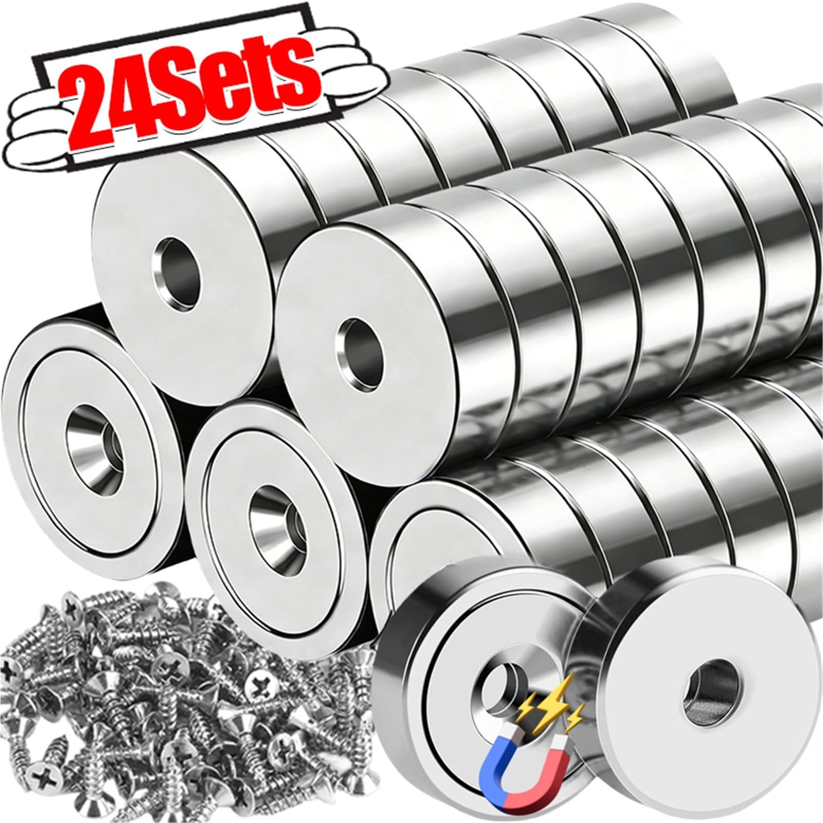 Cierre Armario Broches magnéticos for puerta de armario, cierres con tornillos, cierre a presión for muebles(24Sets)