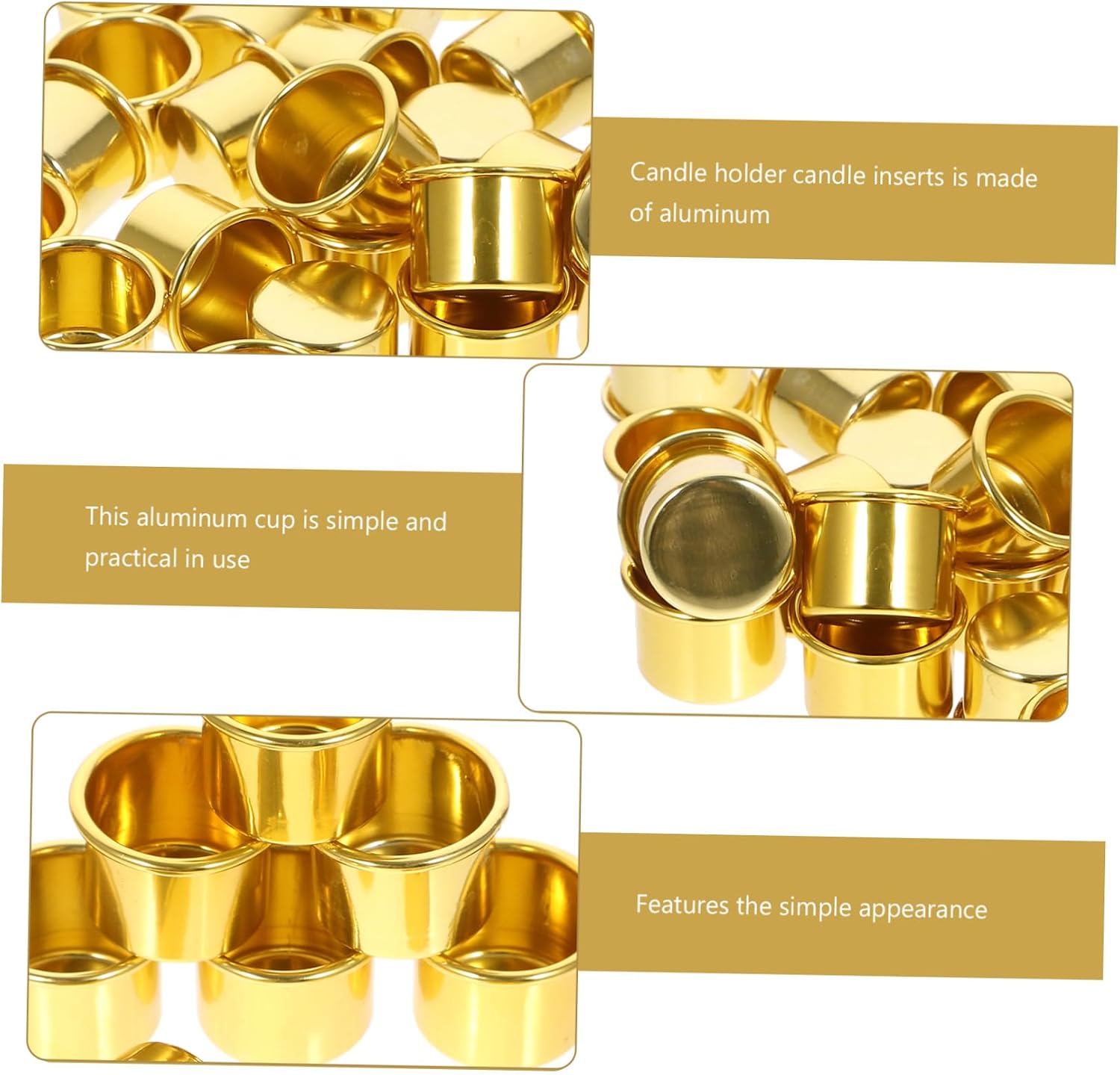 30Pcs Gold Aluminum Votive Holder Candlestick Cup Set for Dining Room Party image 3