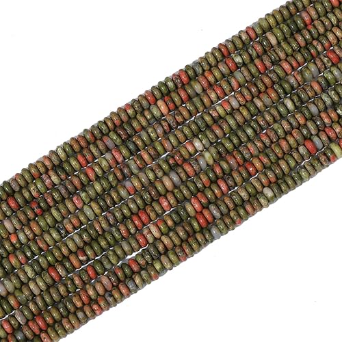 Miniatura 7 de Cuentas de piedra de disco de unakita natural de 0.16 x 0.079 pulgadas, 160 cuentas sueltas de piedras semipreciosas para diseño de joyería