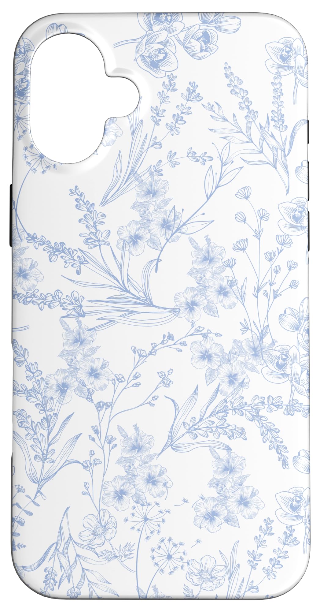 iPhone 16 Plus Cute Flowers Botanical Blue & White Toile French Pattern Case