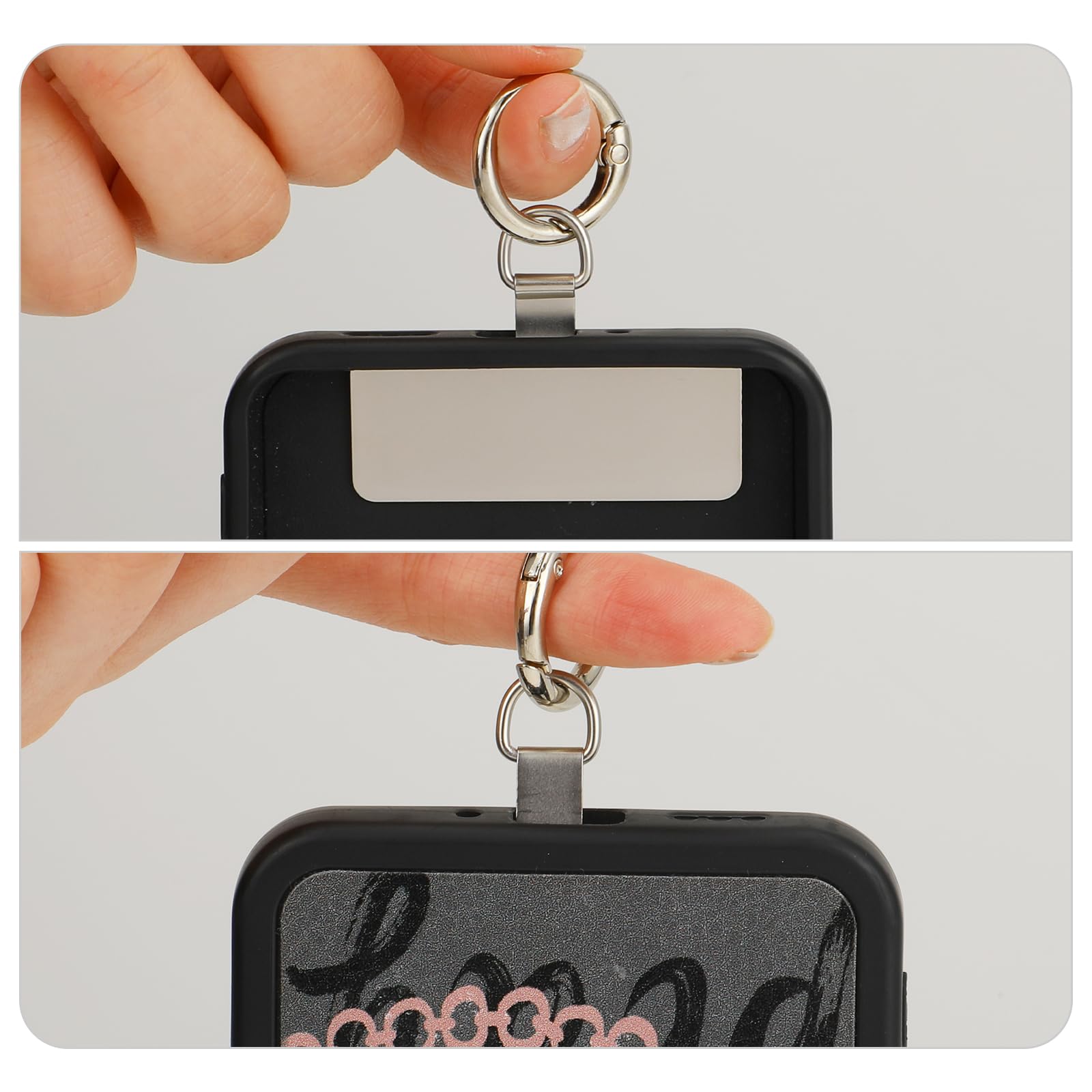 2 Stück Handy-Lanyard Patch – Metall-Pads Mit Ring, Klebstofffrei, Für Handyhüllen & Sicherungsbänder