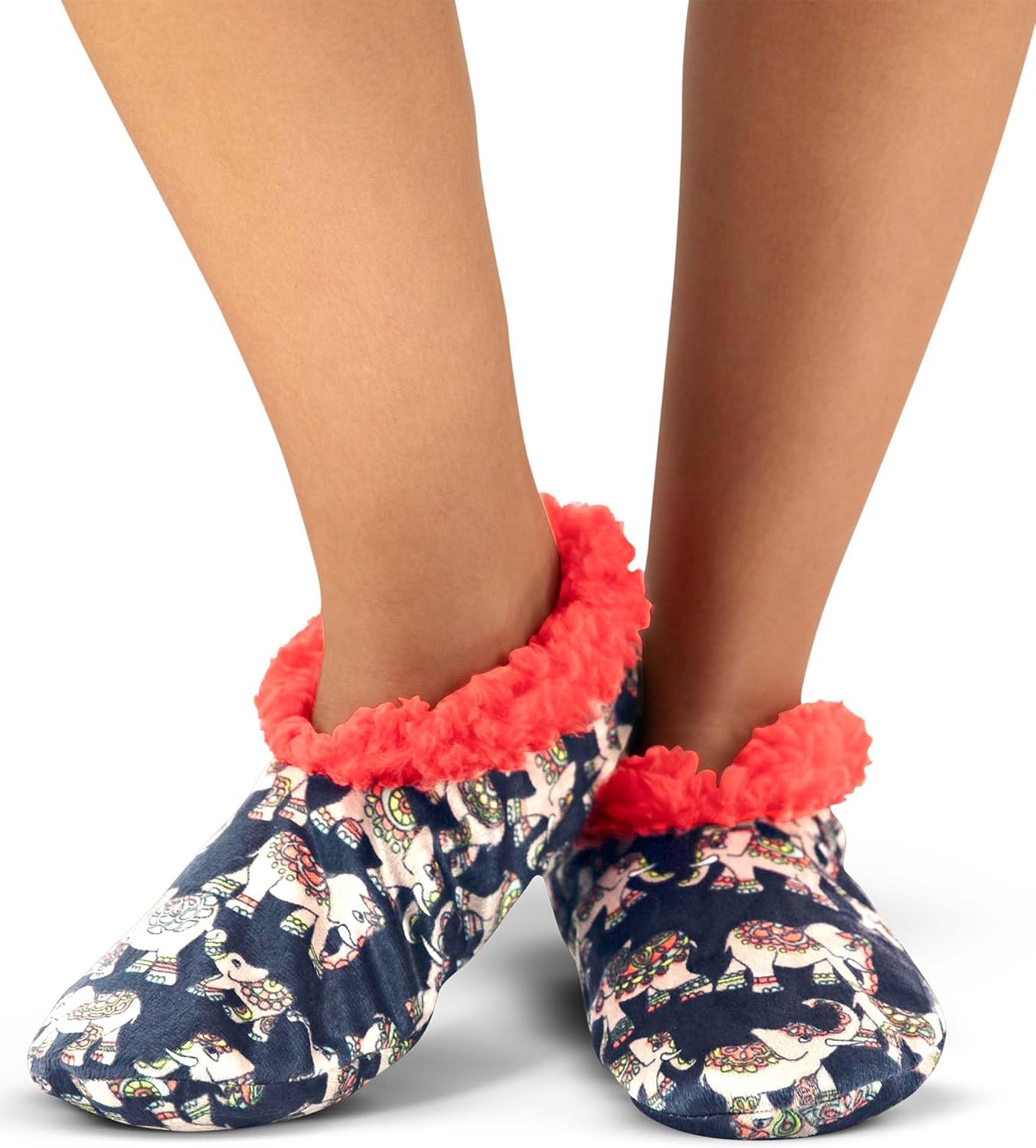 Lazy One Fuzzy Feet Slipper Socks for Women, Cute Fleece-Lined House Slippers, Cute Dog & Cat Design