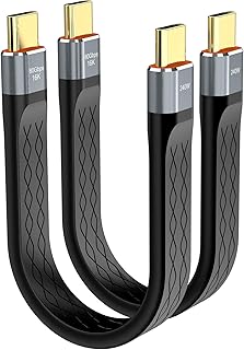 80Gbps USBC 4 Cable,Compatible with Thunderbolt 5/4, [13CM],flat FPC USB C Cable,240W PD Fast Charging, 80G Data Transfer, 16K 8K for iPhone 17 MacBook Hub Dock M4 M3 SSD Laptops Monitor Type-C (2)