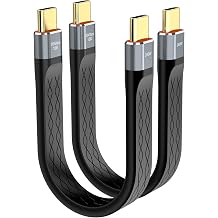 80Gbps USBC 4 Cable,Compatible with Thunderbolt 5/4, [13CM],flat FPC USB C Cable,240W PD Fast Charging, 80G Data Transfer, 16K 8K for iPhone 17 MacBook Hub Dock M4 M3 SSD Laptops Monitor Type-C 2pcs