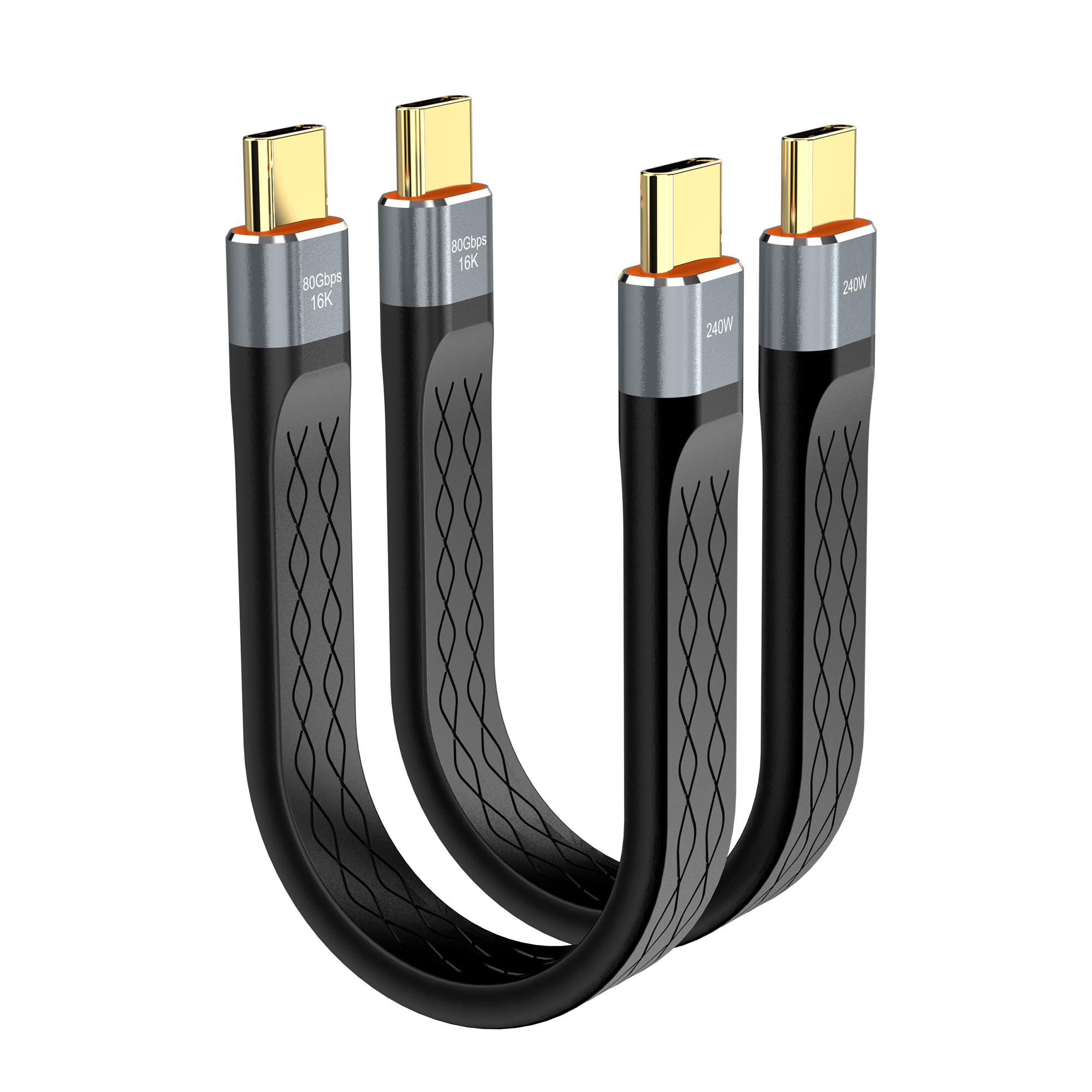 80Gbps USBC 4 Cable,Compatible with Thunderbolt 5/4, [13CM],flat FPC USB C Cable,240W PD Fast Charging, 80G Data Transfer, 16K 8K for iPhone 17 MacBook Hub Dock M4 M3 SSD Laptops Monitor Type-C (2)