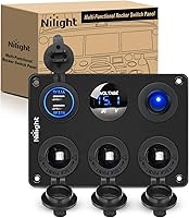 Vista 10 de Nilight Panel de enchufe de cargador de encendido y apagado 4 en 1, cargador USB dual, toma de corriente, voltímetro LED, encendedor de cigarrillos