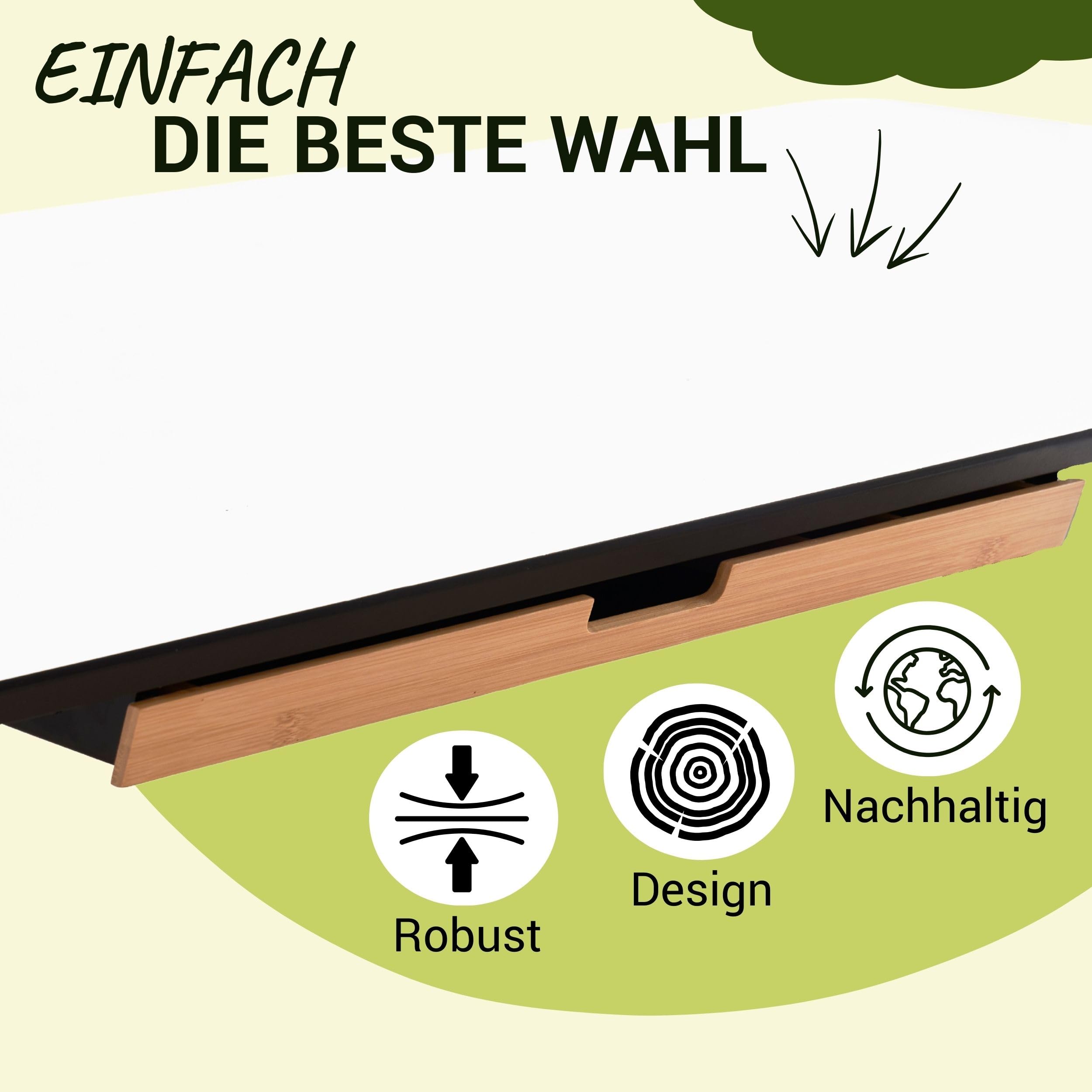 bümö Schreibtisch Organizer Schublade aus Bambus - große Unterbau Ablage für Stifte, Smartphones & Co. - einfach unter dem Tisch montierbar, Premium Schreibtisch Zubehör