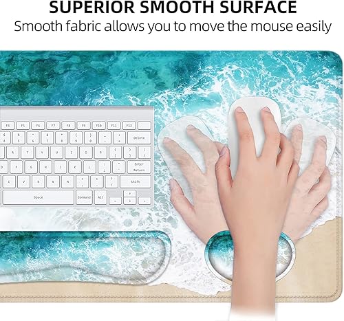 Miniatura 4 de LATEEFAH Alfombrilla de escritorio, alfombrilla de mouse con reposamuñecas, 4 en 1, alfombrilla de mouse grande para escritorio, alfombrilla de