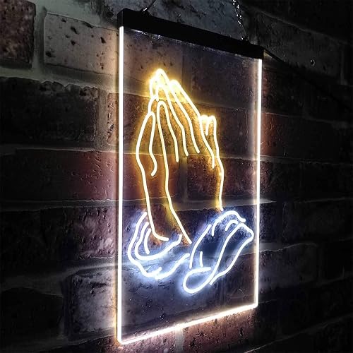 Miniatura 3 de ADVPRO Praying Hands - Letrero de neón LED de doble color, blanco y amarillo, 12 x 16 pulgadas, st6s34-i3264-wy