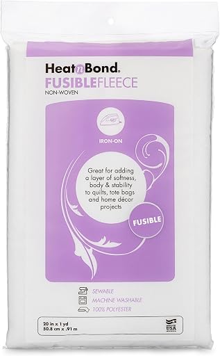 HeatnBond Fusible Fleece Iron-On Interfacing, 20 Inches x 1 Yard, White