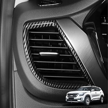 Compatible with Kia Seltos 2021-2025 Accessories 2pcs ABS Car Interi or Upper Air Vent Outlet Cover Trim Carbon Fiber Pattern
