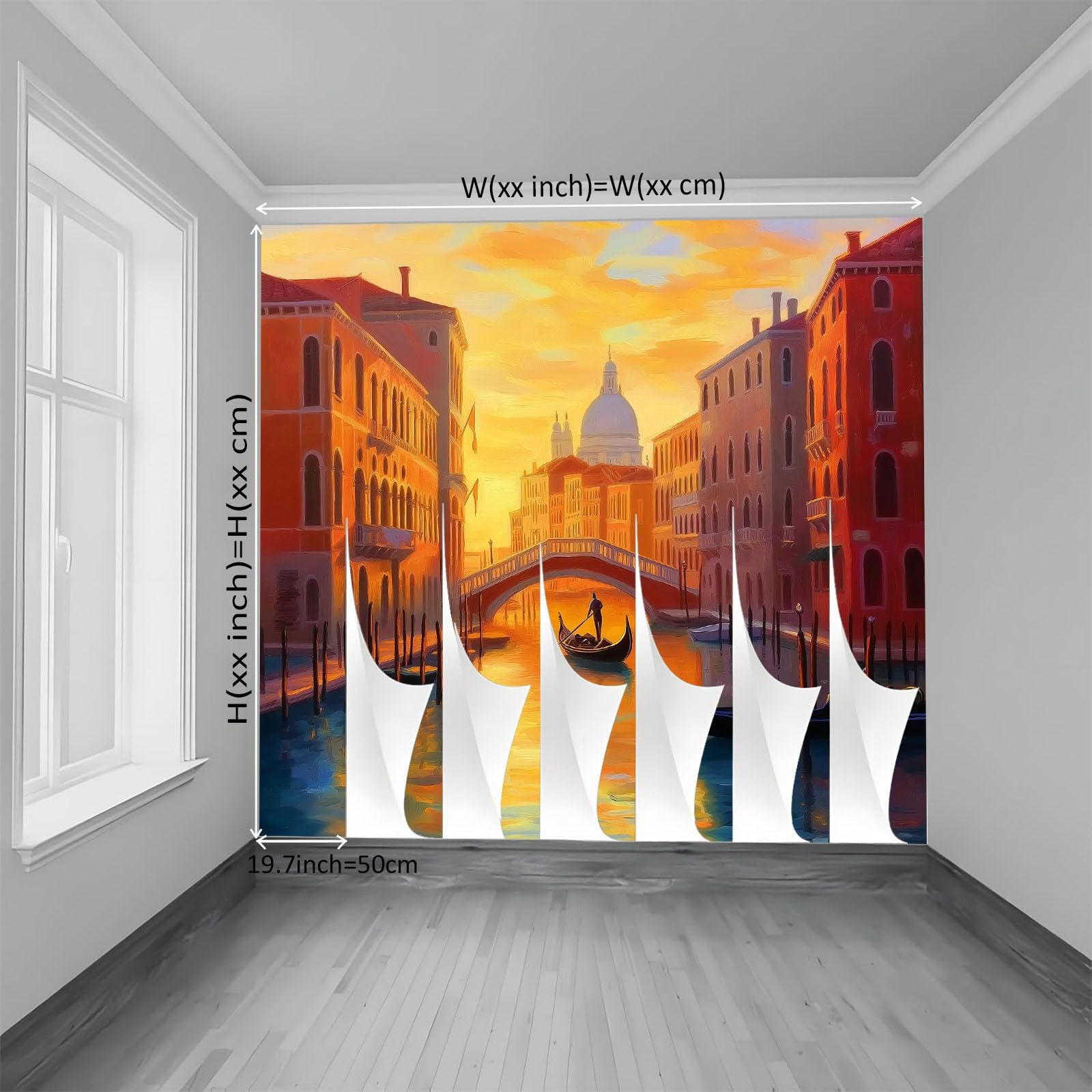 Panoramiczna tapeta 200 x 140 cm Architektura Miejska Kanał Zachodu Słońca Włóknina XXL Mural Dekoracja ścienna Gobelin Fototapeta Salon Sypialnia - Tapeta Trompe l'eil Efekt 3D, kolor pomarańczowy