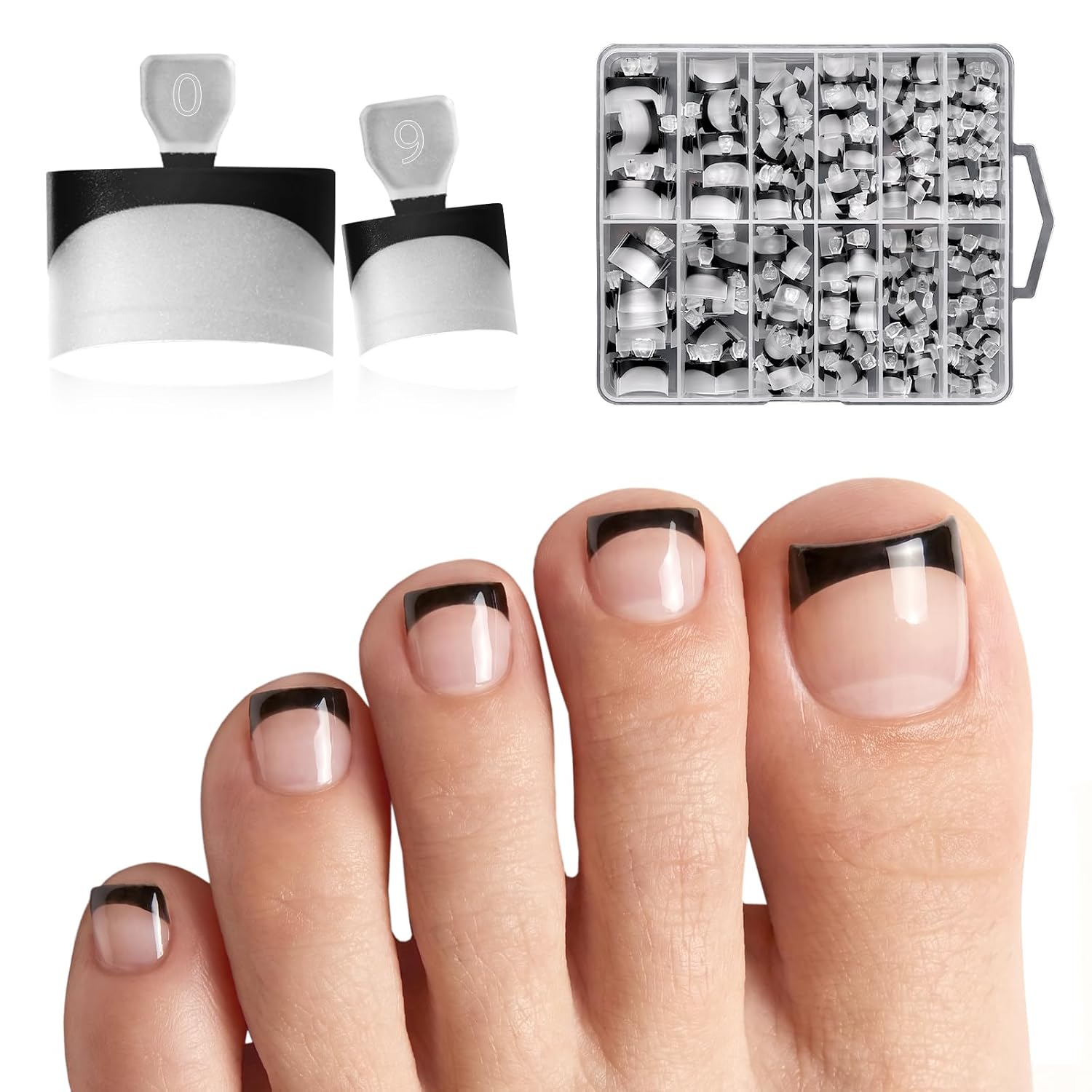 Black French Tip Toenail Tips - 240Pcs Acrylic Extensions
