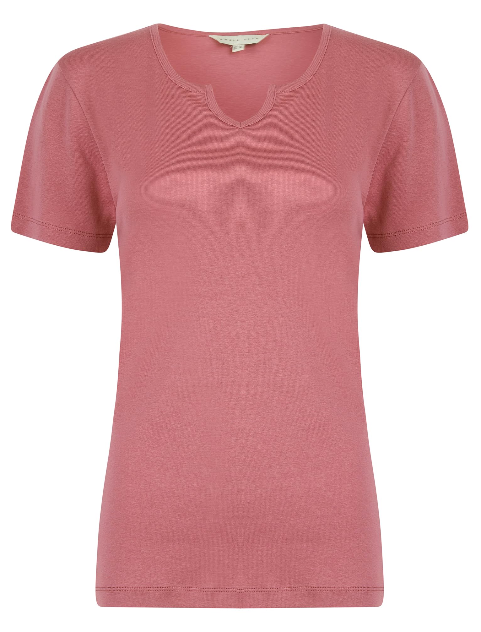 Amara Reya Women's Mesa Rose 'Calandra' Plain Cotton Notch Neck T-Shirt Top