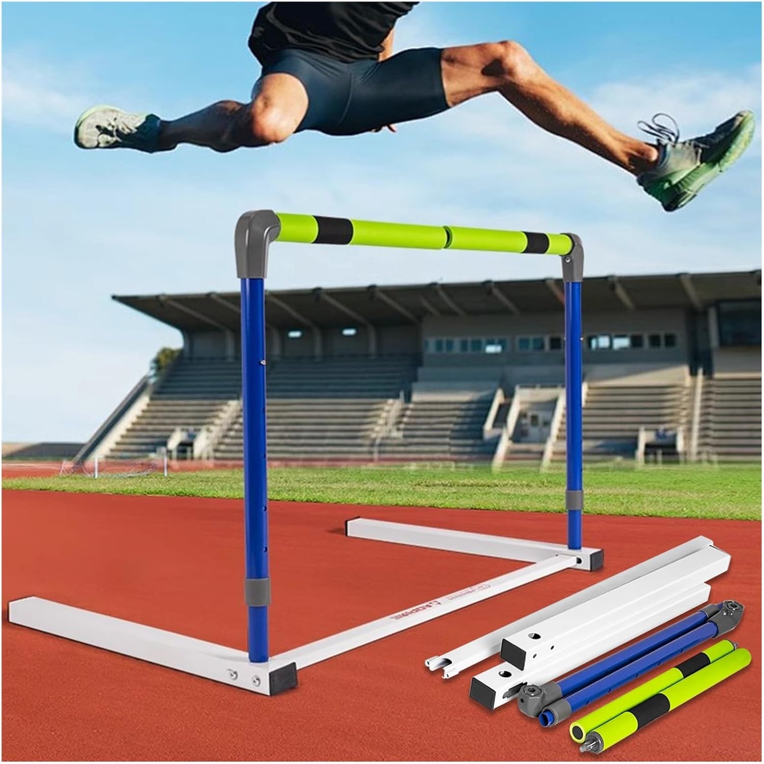 LZMZMQ Portable Hurdles Track and Field for Athletes, Adjustable Speed Hurdles for Agility Training, Sports Training/Professional Competition Practice Hurdle, 180° Rotatable Vertical Rod