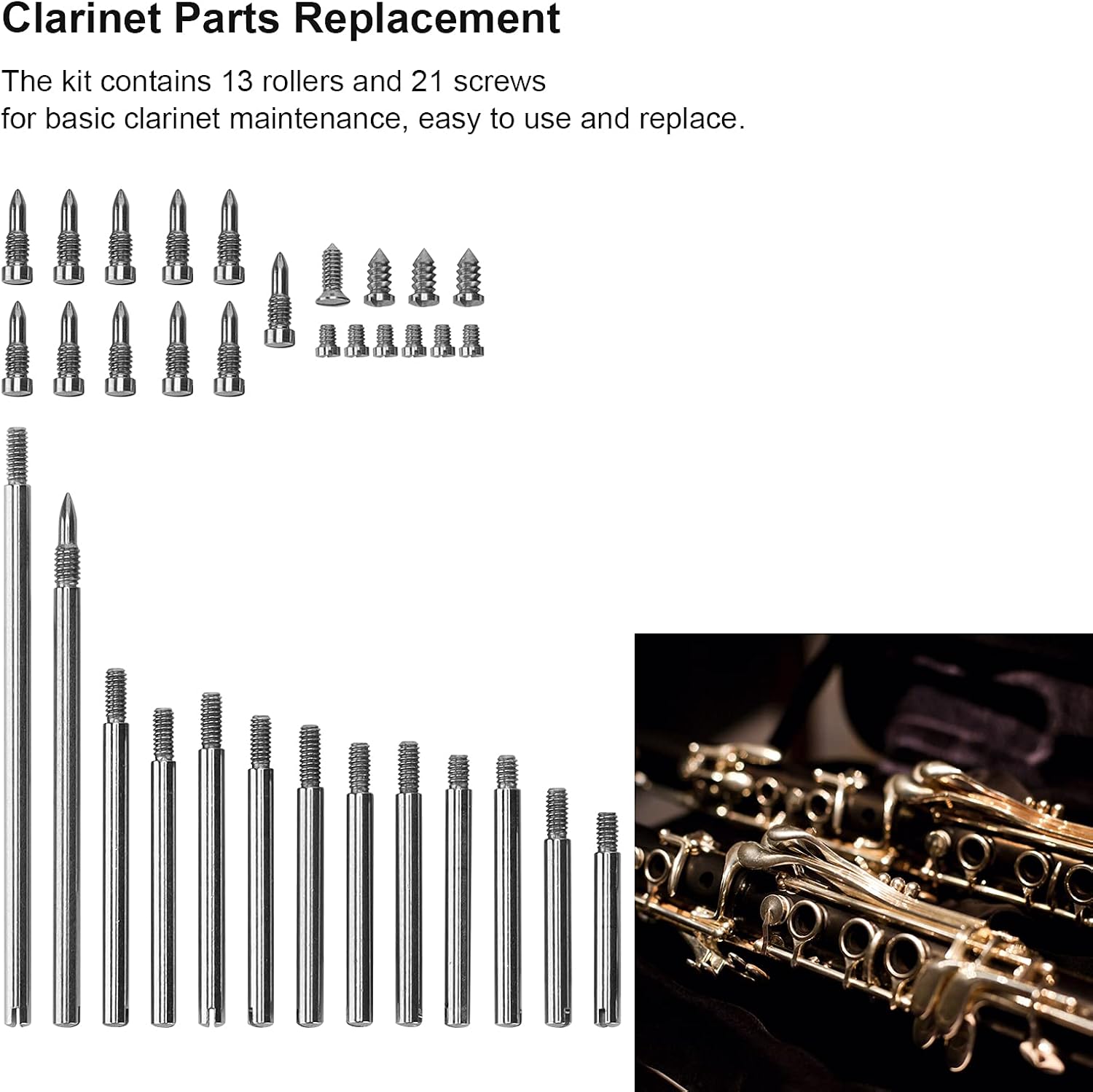 Clarinet Rollers, Woodwind Clarinet Instrument Accessories Corrosion Resistance Clarinet Screws Kit for Friends for Music Lovers