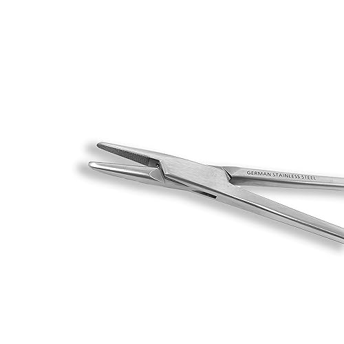 Miniatura 5 de Cynamed TC Mayo Hegar - Soporte para agujasutura con insertos de carburo de tungsteno y anillos de oro, instrumento de grado premium (5 pulgadas)