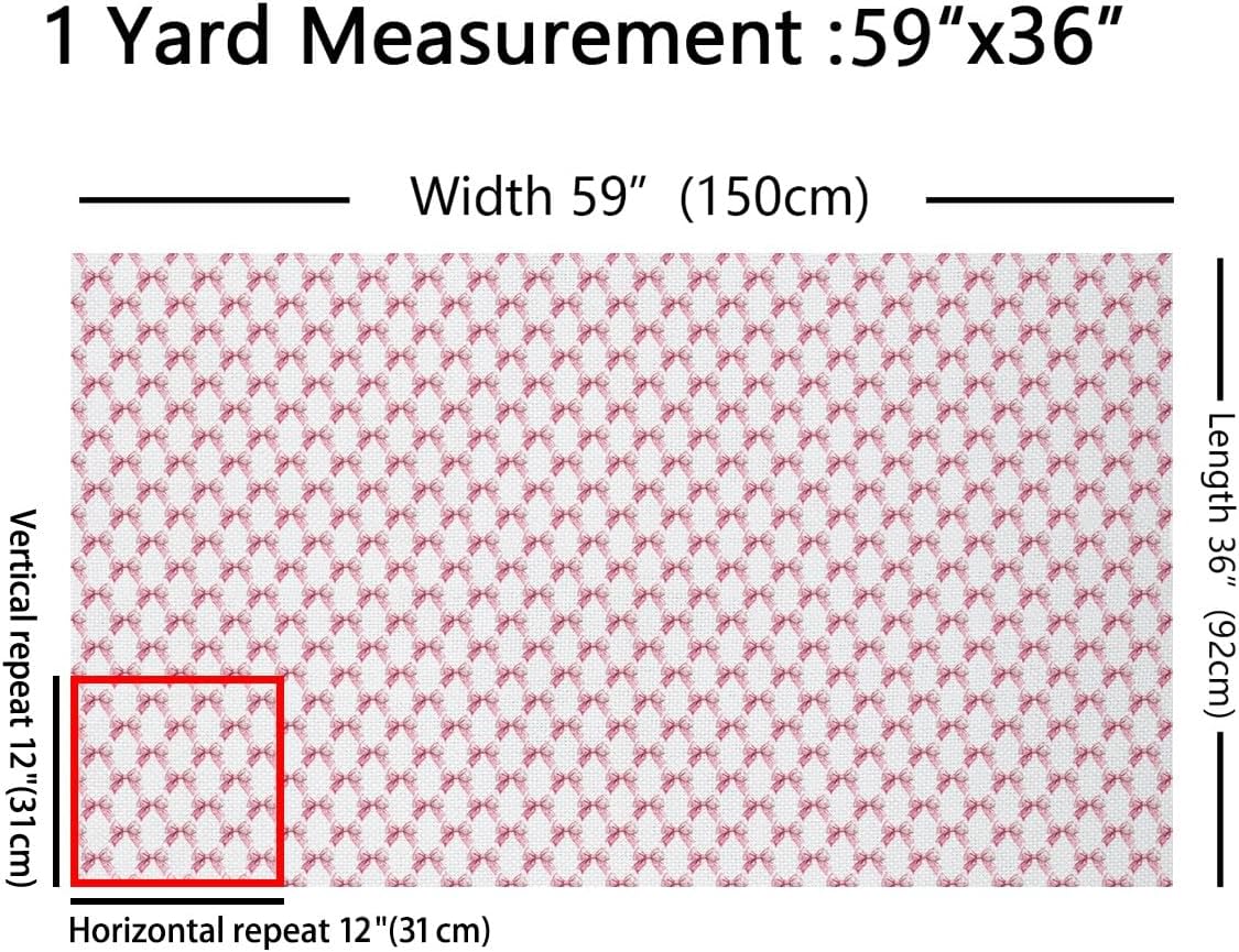 jejeloiu Pink Bowknot Fabric by The Yard for Girls Boys Kids 3 Yards Cute Princess Style Decorative Waterproof Outdoor Fabric Watercolor Kawaii Upholstery Fabric for Chairs Outdoor Fabric
