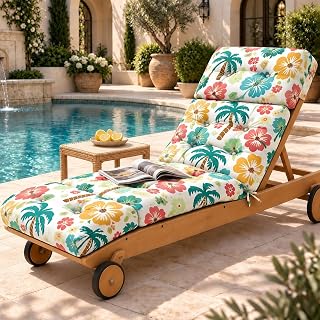Outdoor Lounge Chair Cushions Waterproof 75.1 x 22.8 x 4.7 Green Tree