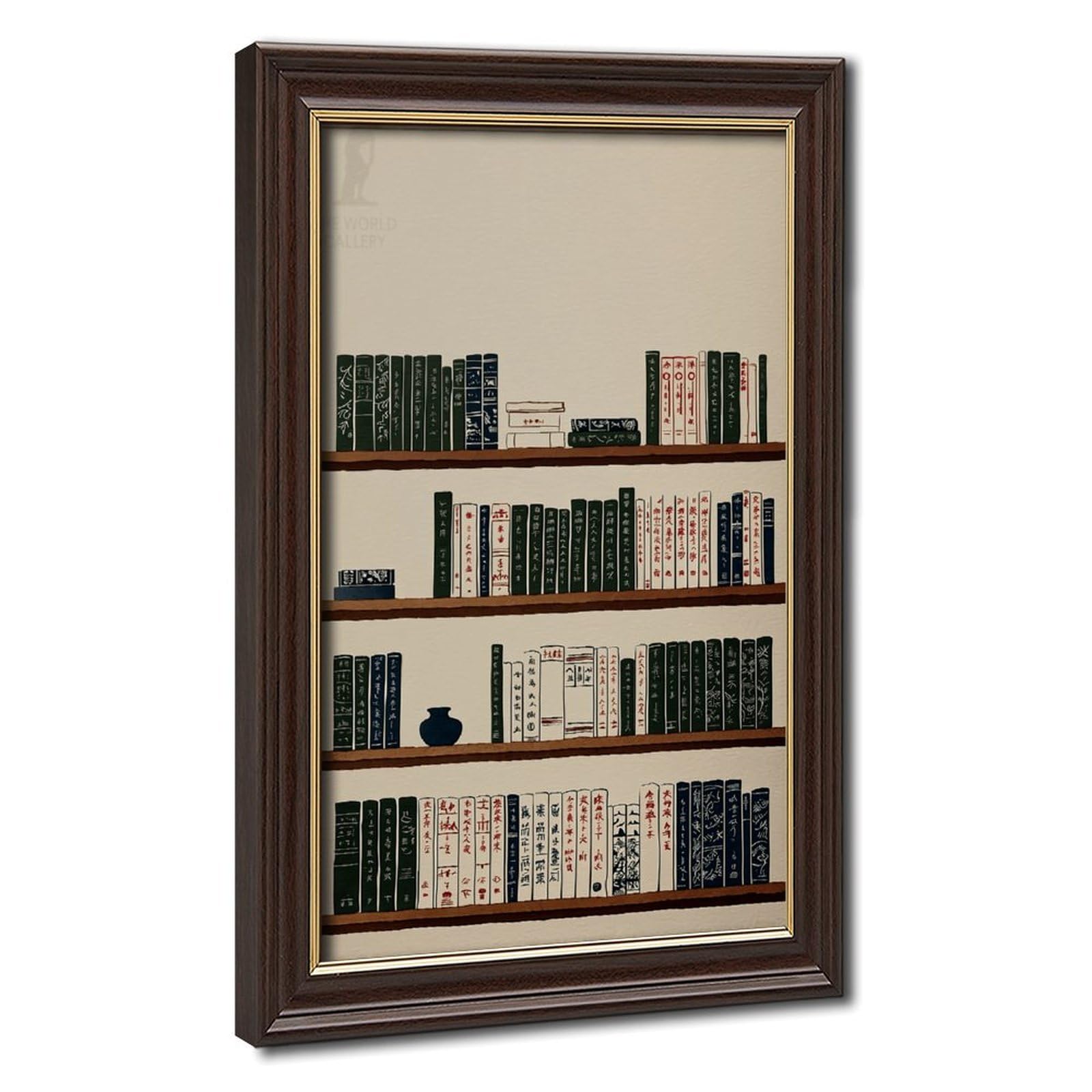 Bookshelf With Books And Vase Poster Canvas Poster for Office Decor Gift