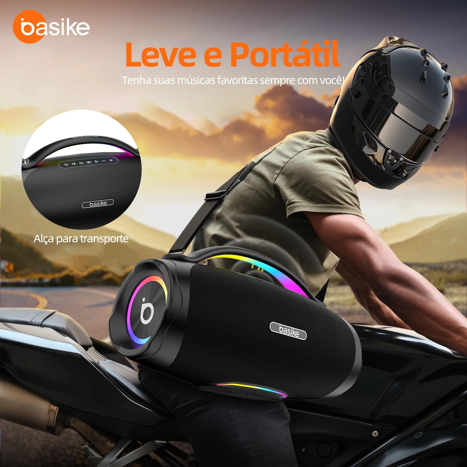 Caixa de Som Bluetooth Portátil 200W, Basike Boombox V97 Pro com Powerbank, IPX6 À Prova D'água e Resistente À Poeira, Luz RGB Surround, Tecnologia TWS, 8h de Autonomia, EQ/TWS/TF/AUX Caixa de Som Bluetooth Portátil 200W, Basike Boombox V97 Pro com Powerbank, IPX6 À Prova D'água e Resistente À Poeira, Luz RGB Surround, Tecnologia TWS, 8h de Autonomia, EQ/TWS/TF/AUX