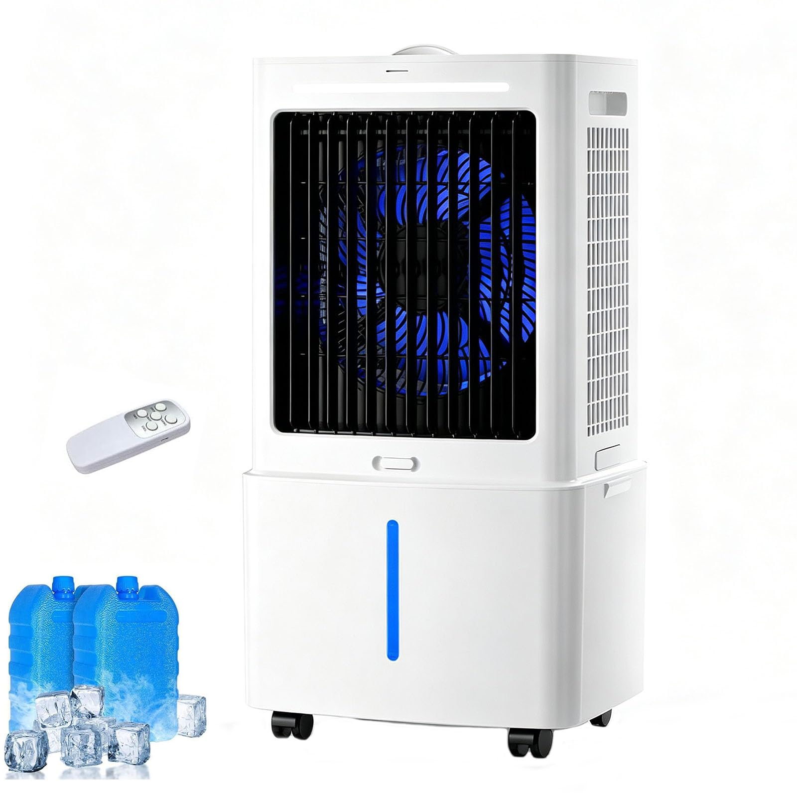 JGJSQYY Swamp Cooler Air Conditioner, 4000 CFM Evaporative Air Cooler with 10.5-Gal Water Tank, 3 Modes, 3 Speeds, Remote, 12H Timer, Portable Windowless AC for Bedroom, Home, Office