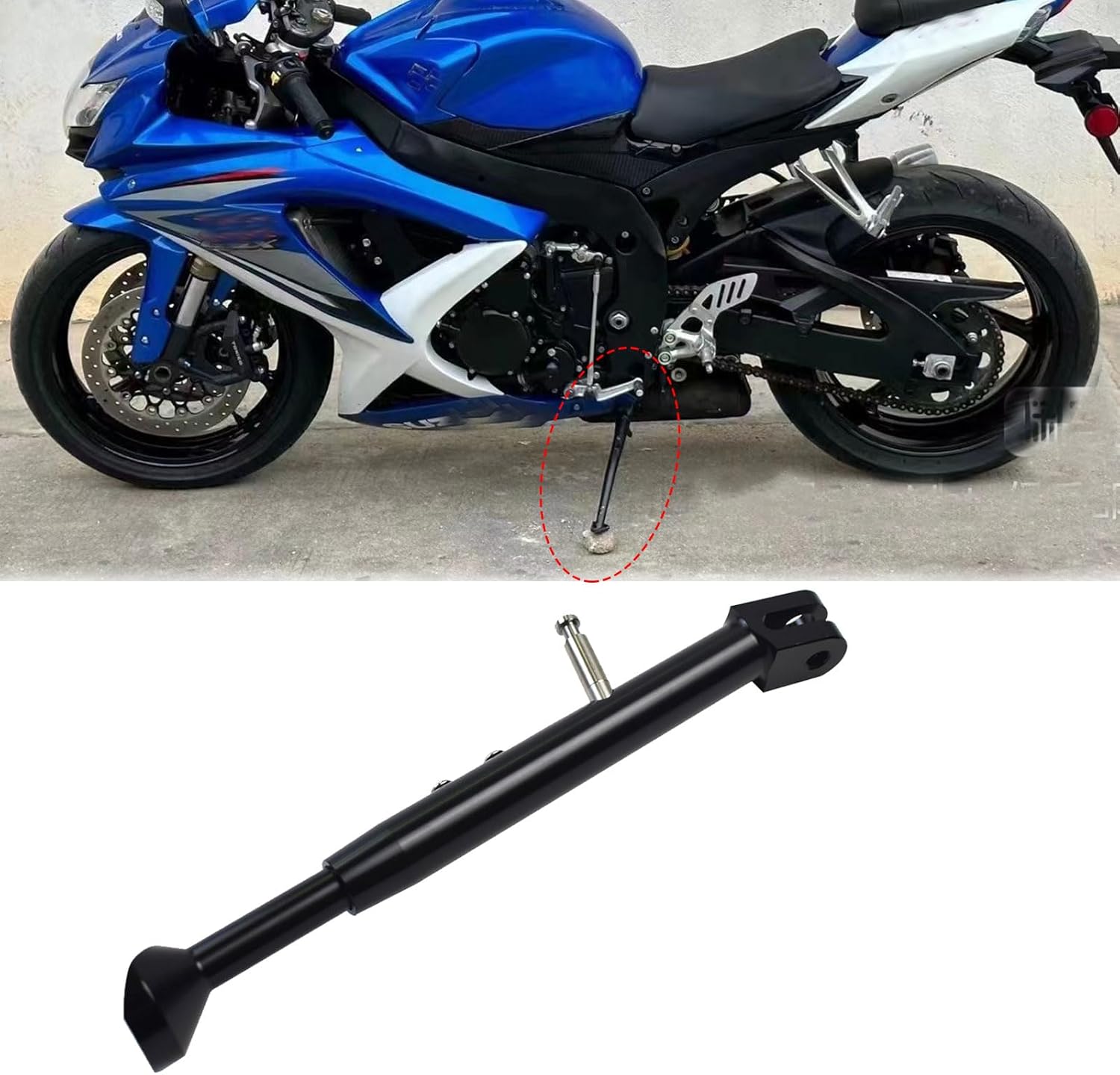 Aluminum Alloy Adjustable Kickstand Foot Side Support Extension Pad Assistant Tool compatible with Su-zu-ki GSX-R 600 GSX-R 750 2001-2010 GSX-R 1000 2001-2006
