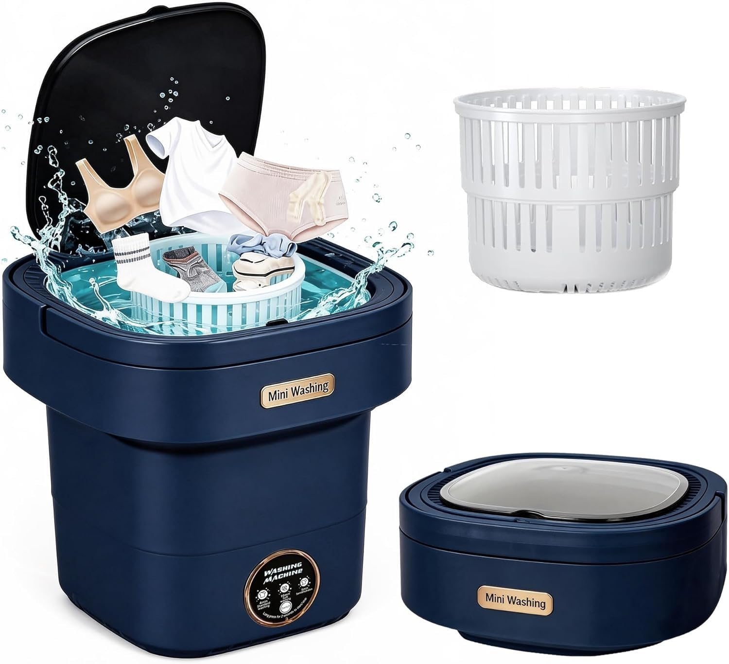 Portable Washing Machine, 16L Mini Washing Machine With Spin Basket, Small Portable Washer Machine Suitable for Underwear Small Clothes Dryer Deep Cleaning D1