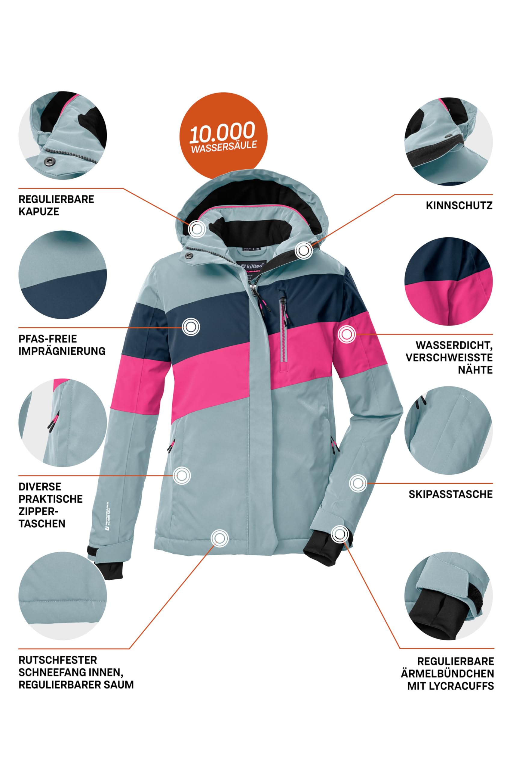 Killtec Ksw 197 Grls Ski Jckt Chaqueta de esquí/chaqueta funcional con capucha y protección contra la nieve Niñas