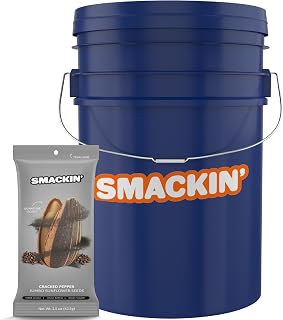 SMACKIN' Sunflower Seeds, Roasted Jumbo Small-Batch, American Made - Cracked Pepper. 1.5oz bags (54 Pack Bucket)