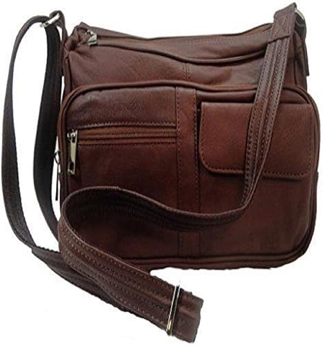 Bolso de cuero oculto con organizador y correa de hombro-marrón