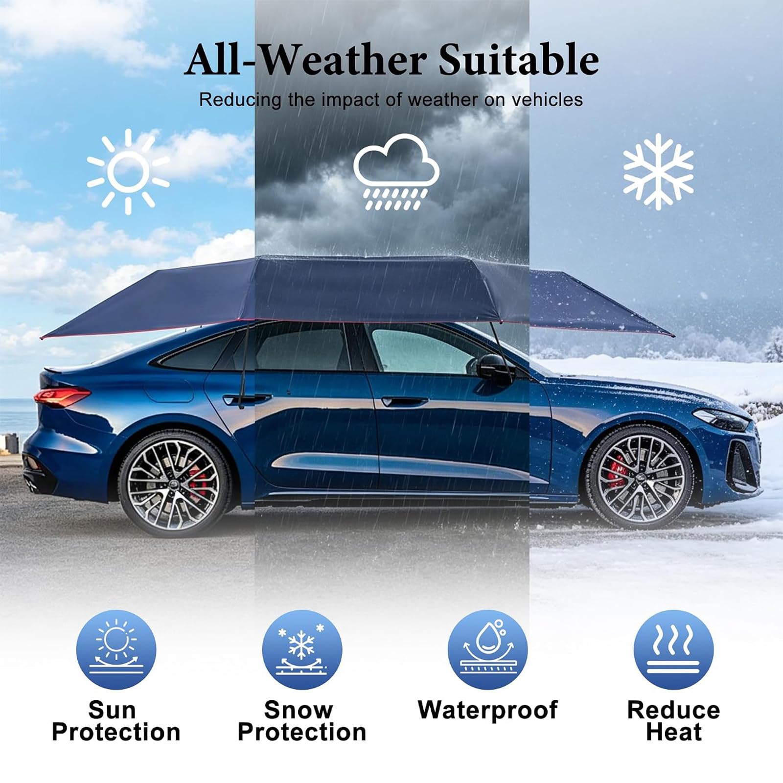 Tenda Ombrello per Auto Completamente Automatica, Carport Mobile Pieghevole Portatile, per Parcheggio Quotidiano, Saloni Auto Ed Eventi All'aperto Length-5m