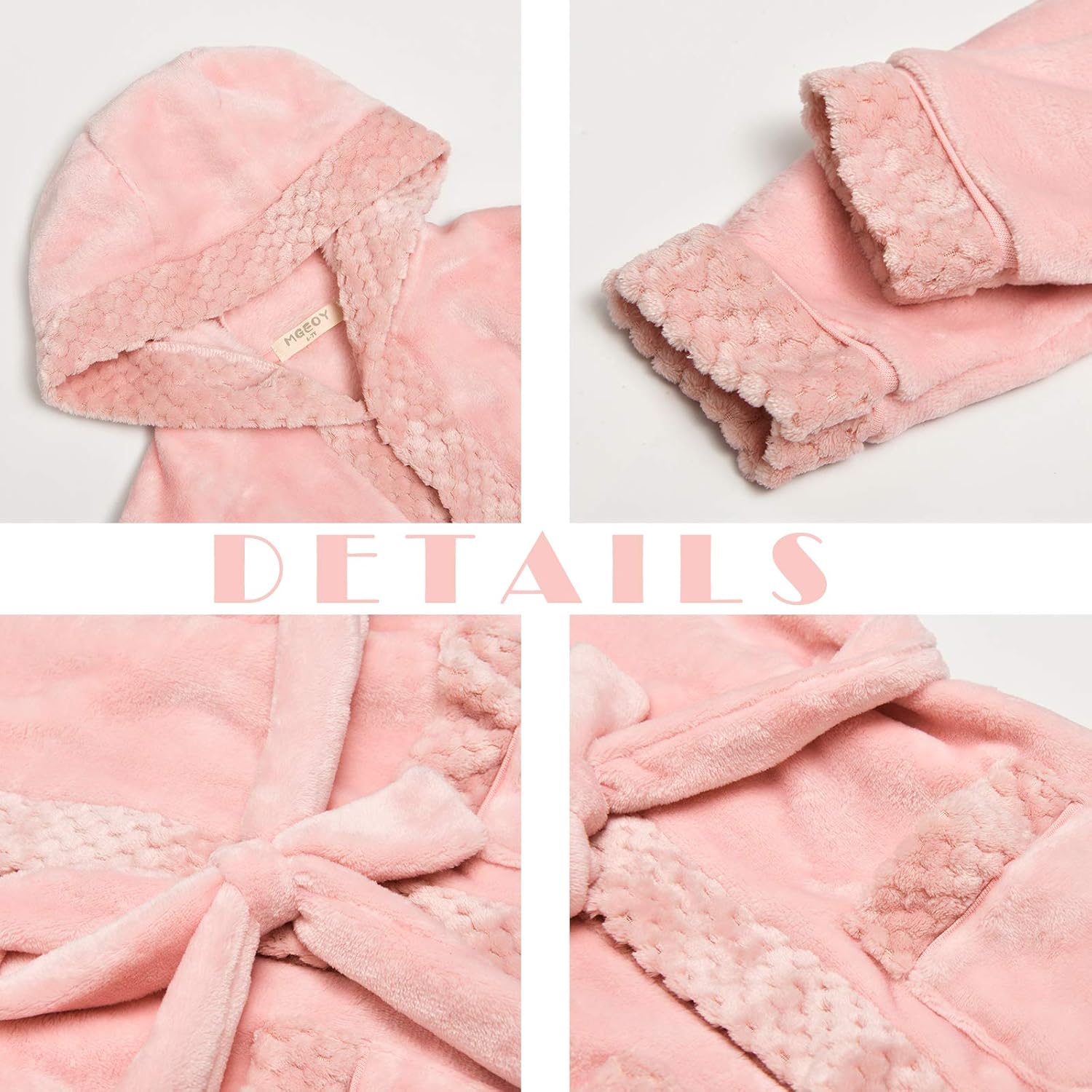 Boys Girls Robe Soft Hooded Flannel Bathrobes for Kids with Silk Eye Sleep Mask Size 4-16: Clothing, Shoes & Jewelry