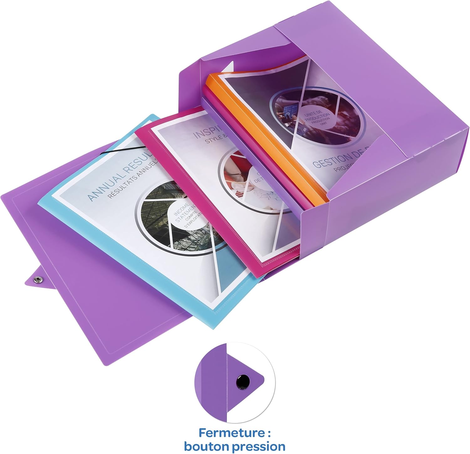 Viquel Set of 4 Assorted Plastic Filing Boxes - High Capacity Archive Boxes for Document Storage - 10 cm Spine