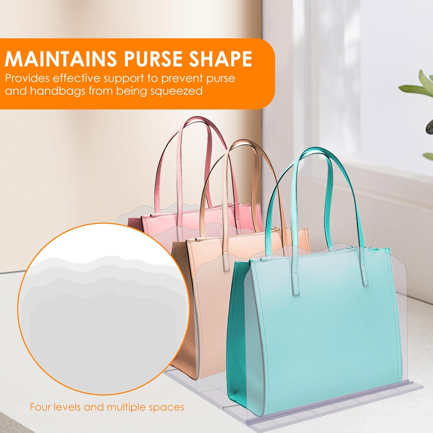 2Pcs Purse Organizer Clear Acrylic Shelf Divider Adjustable Purse Handbag Organizer Vertical Purse Divider Organizer Multifunctional Closet Organizer and Storage for Closets Purse Handbag Storage US