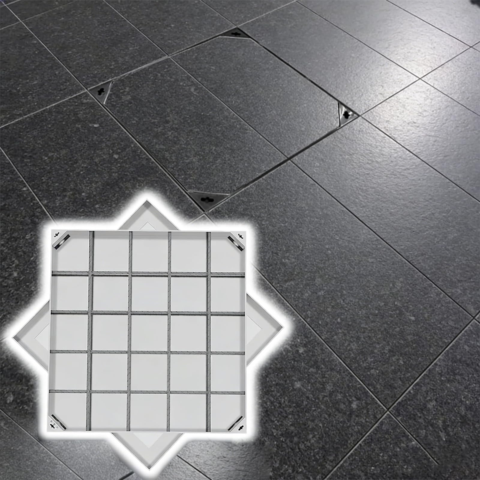 Coperchio per aspetto quadrato, coperchio invisibile per fossa settica, coperchio di accesso alle fogne in metallo robusto per cortili, giardini e cortili (31,5 x 31,5 pollici)
