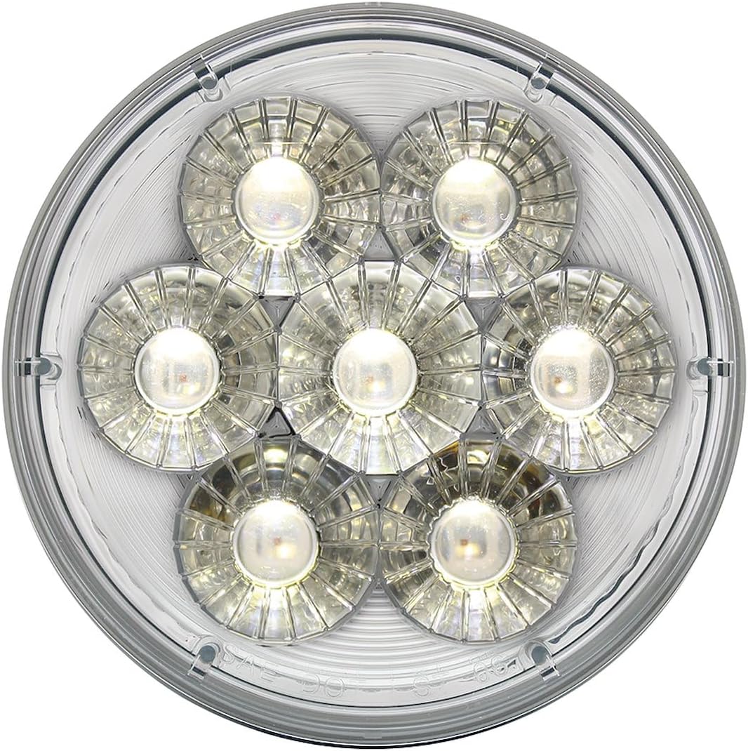 United Pacific 14 LED 4" Double Fury Dual Color Stop, Turn & Tail Light - Red & White LED/Clear Lens, 36530