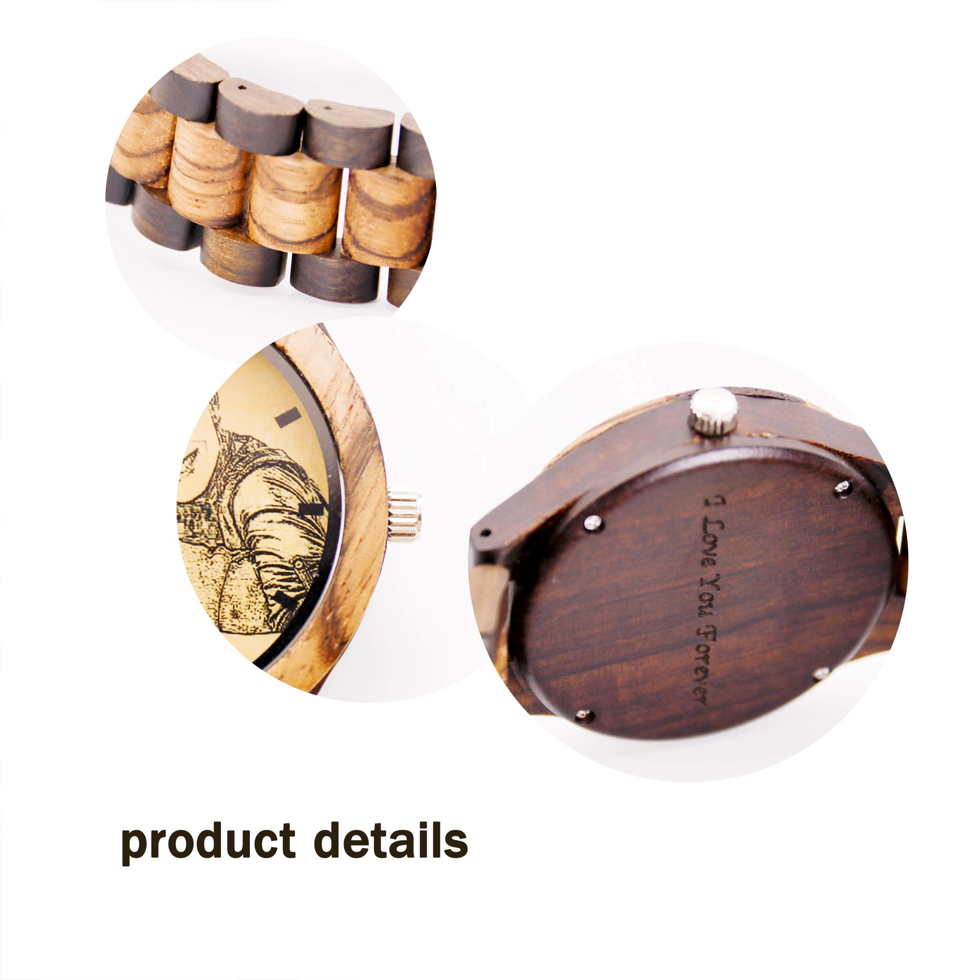 Montre en Bois pour Homme avec Photo Montre Photo De Père Personnalisée avec Texte Montre De Poche Personnalisée avec Cadre Photo Cadeau De Photo De Fête des Pères pour Papa Mari