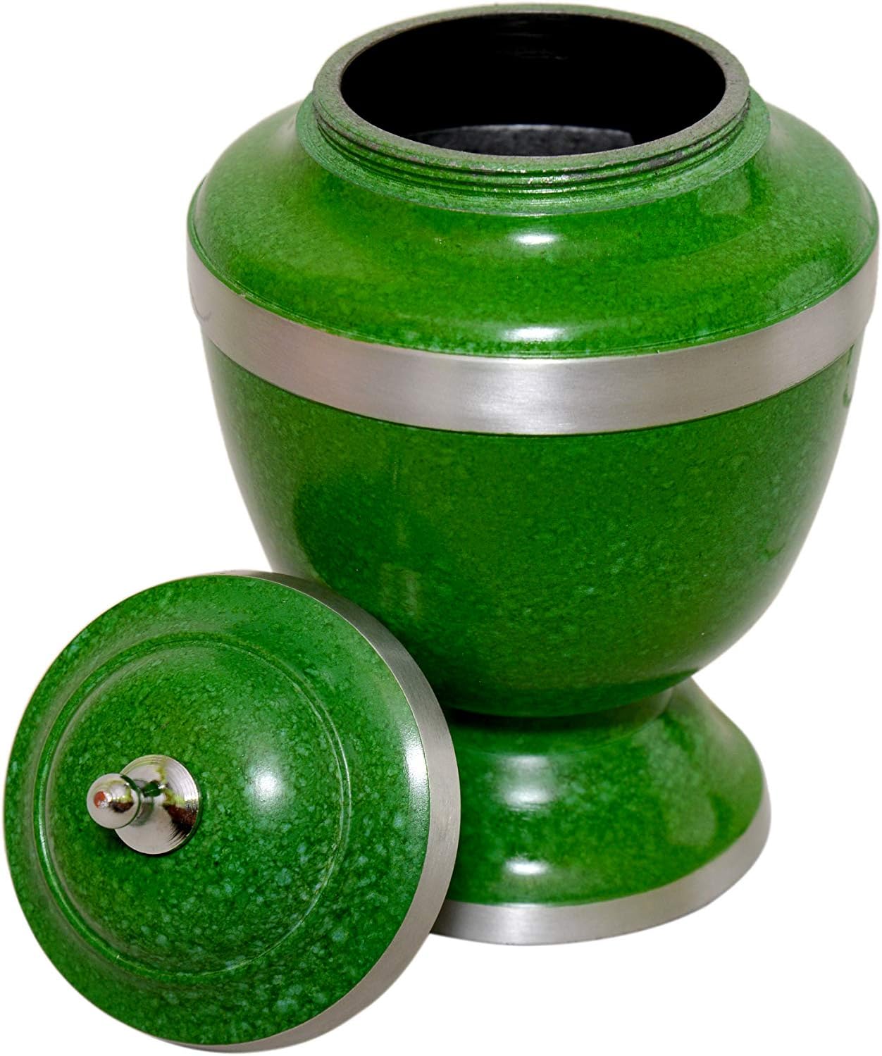 Aluminium Cremation Urn for Human Ashes Adult - Funeral Urn Handcrafted - Pet Memorial Urn for Ashes - Burial Urns - 4.5'' x 4.5'' x 7'' - 160lbs or 72kg - Bag Included (Matter Green)