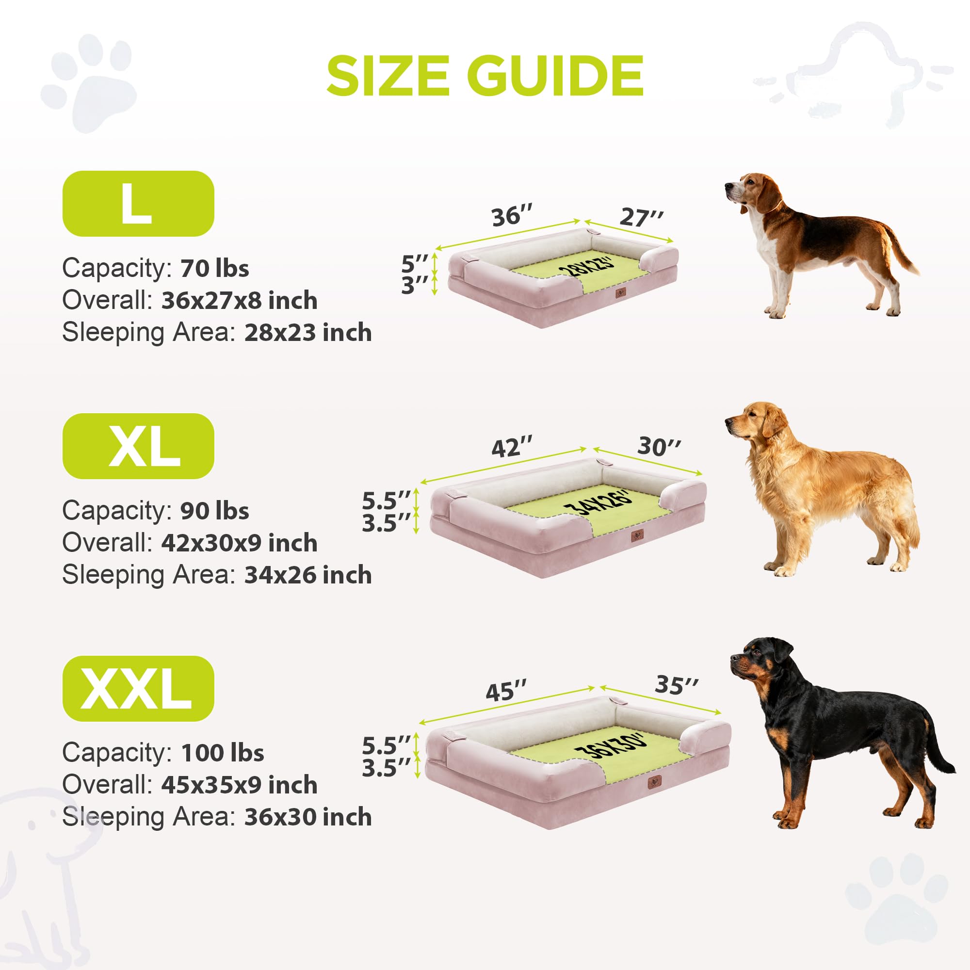Extra Large Dog Bed, Orthopedic XL Washable Bed for Big Dog Waterproof Pet Couch Sofa Bolster with Removable Cover, Non-Slip Bottom, Tennis Ball Toy, 42x30 - image 4