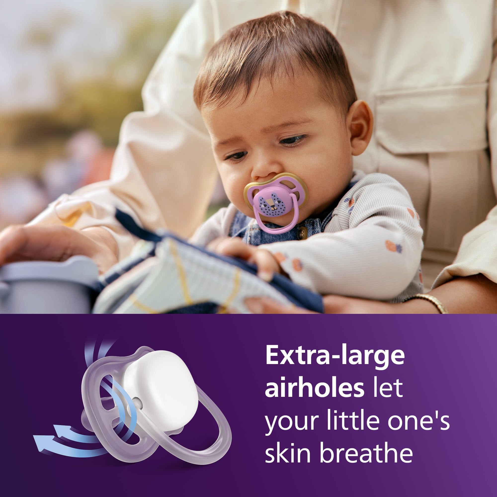 Philips Avent Ultra Air Soothers, Orthodontic Design, for Babies 6-18 Months, Soft Silicone Symmetrical Teat, BPA-Free - Image 2
