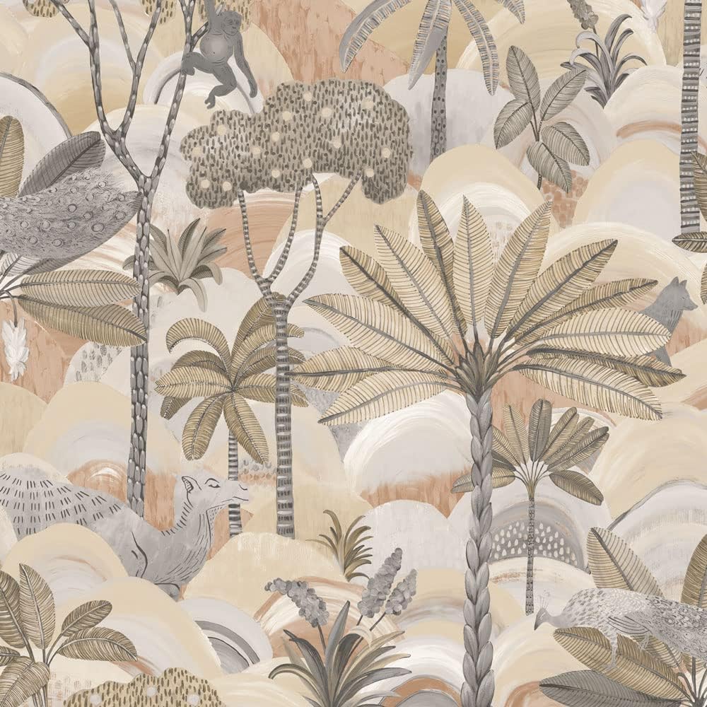Tempaper Neutral Desert Palm Removable Peel and Stick Wallpaper, 20.5 in X 16.5 ft, Made in The USA