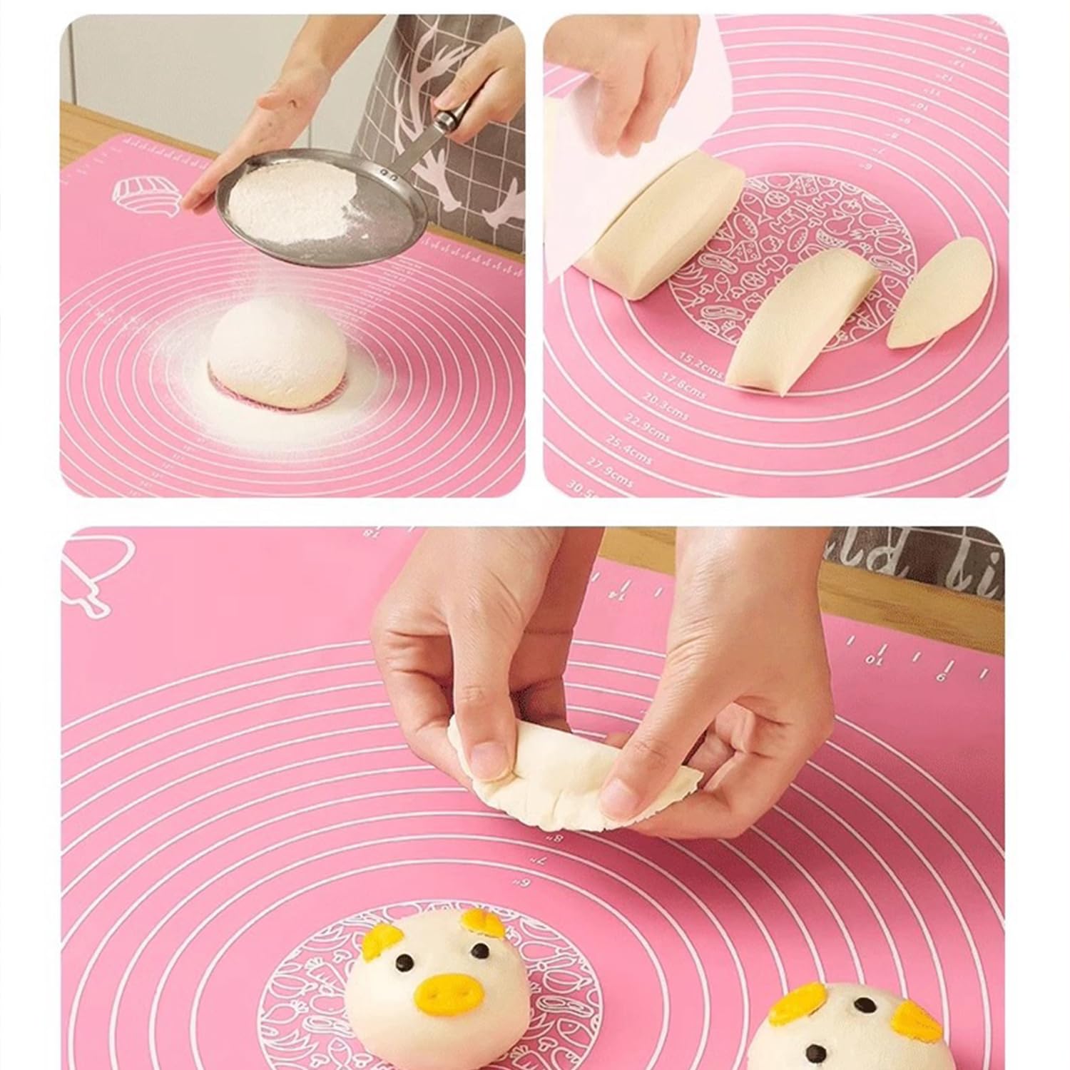 Siliconen bakmat Reusable Non Stick Bakmat 50 x 40 cm Knedenmat Tafelmat Tellermat voor Gebak Pink