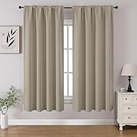 Vista 55 de CUCRAF - Cortinas opacas beige de 45 pulgadas, juego de 2 paneles con bolsillo para barra, cortinas para oscurecer dormitorios y sala de estar