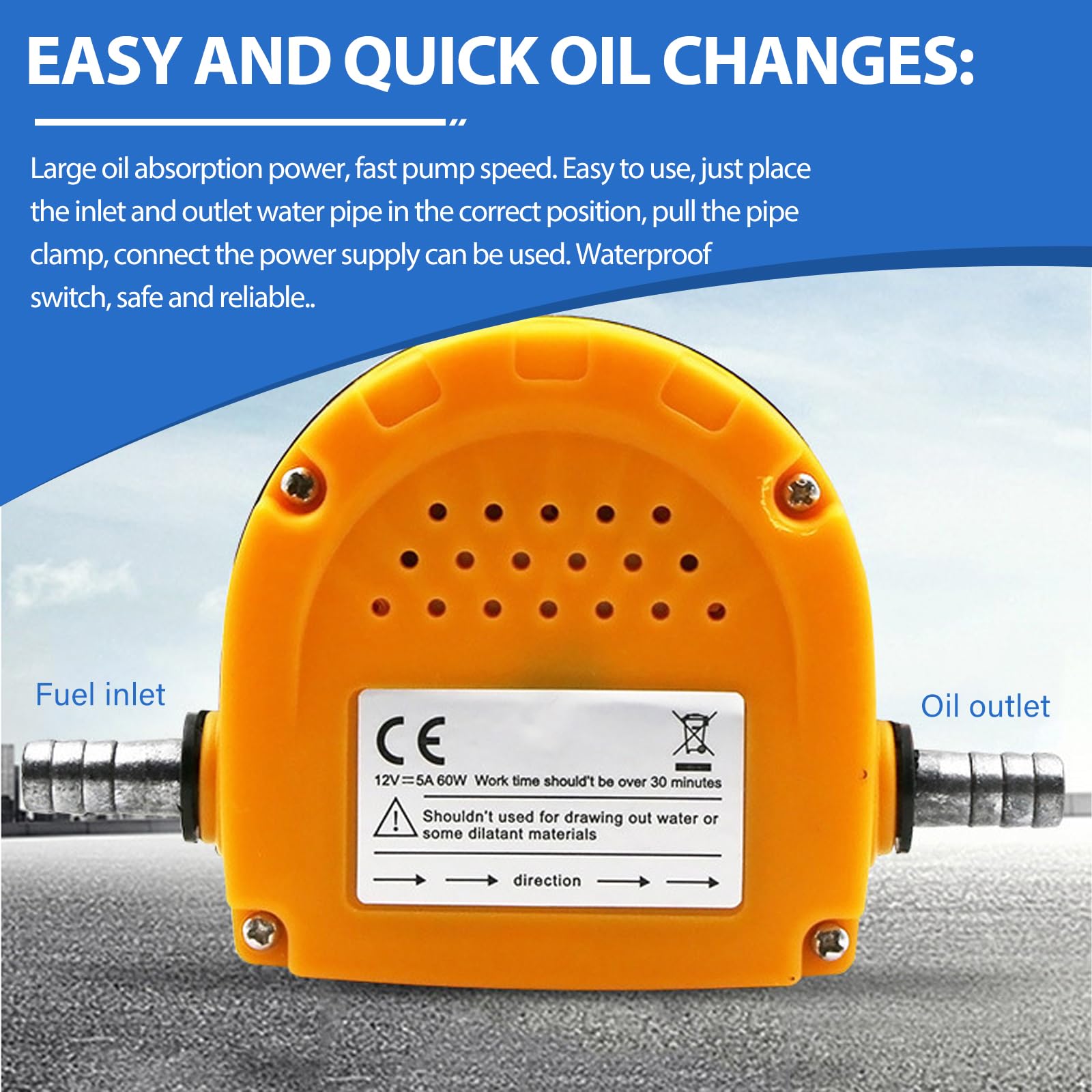 Pompe d'aspiration d'huile électrique, pompe diesel, pompe à huile 12V, pompe d'aspiration, pompe à huile, pompe diesel, pompes à carburant, pompe de transfert de carburant avec tuyaux pour bateaux