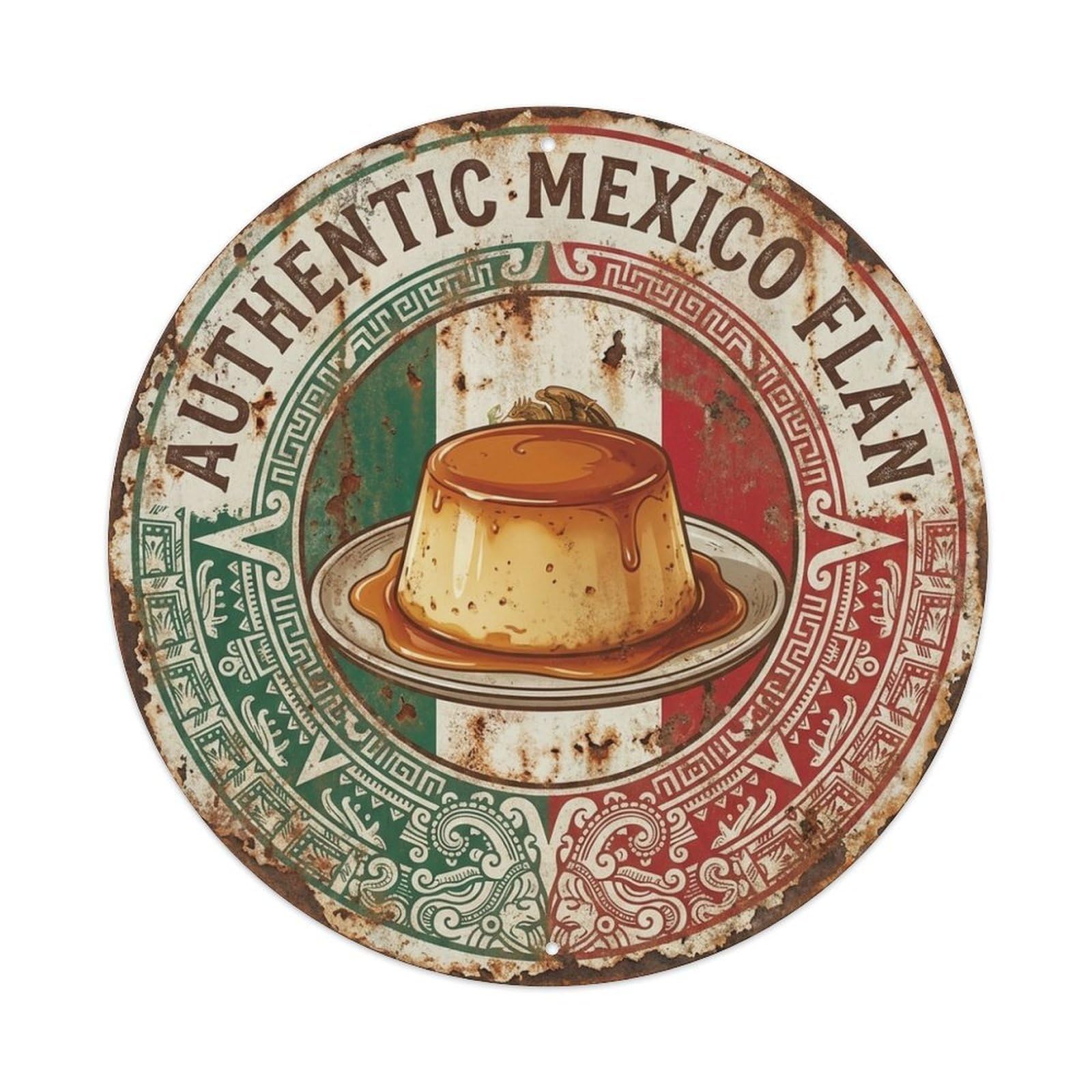 Mexico Travel Flan Dessert Sweet Cuisine Metal Tin Sign